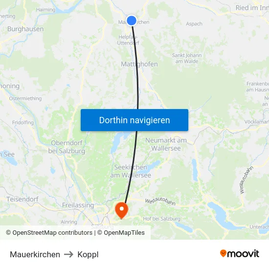 Mauerkirchen to Koppl map