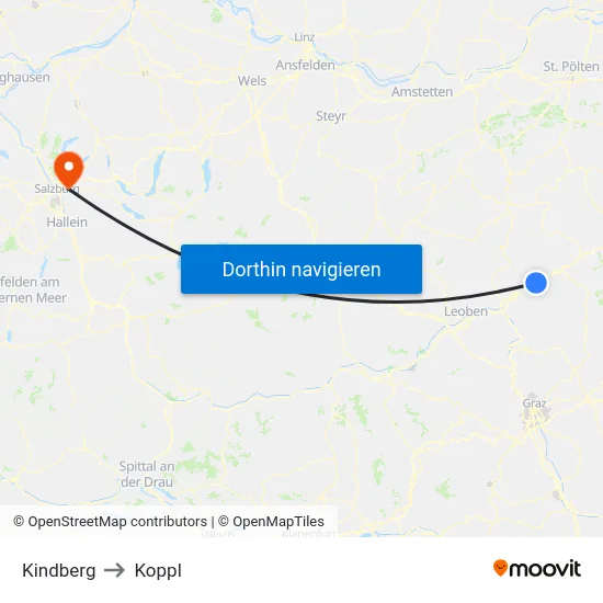 Kindberg to Koppl map