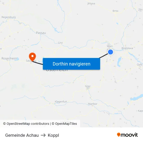 Gemeinde Achau to Koppl map