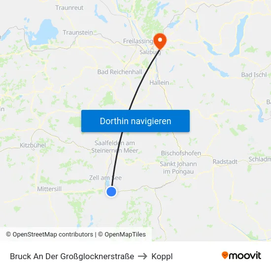 Bruck An Der Großglocknerstraße to Koppl map