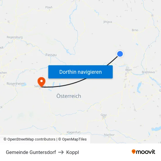 Gemeinde Guntersdorf to Koppl map