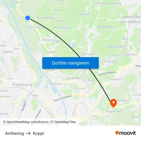 Anthering to Koppl map