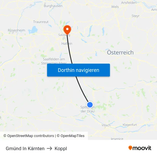 Gmünd In Kärnten to Koppl map