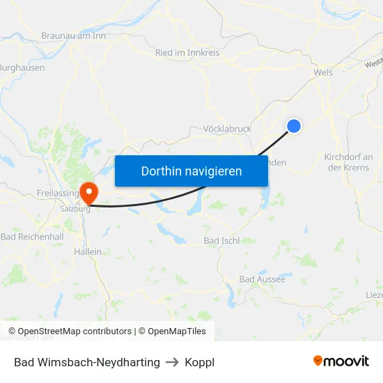 Bad Wimsbach-Neydharting to Koppl map