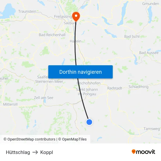 Hüttschlag to Koppl map