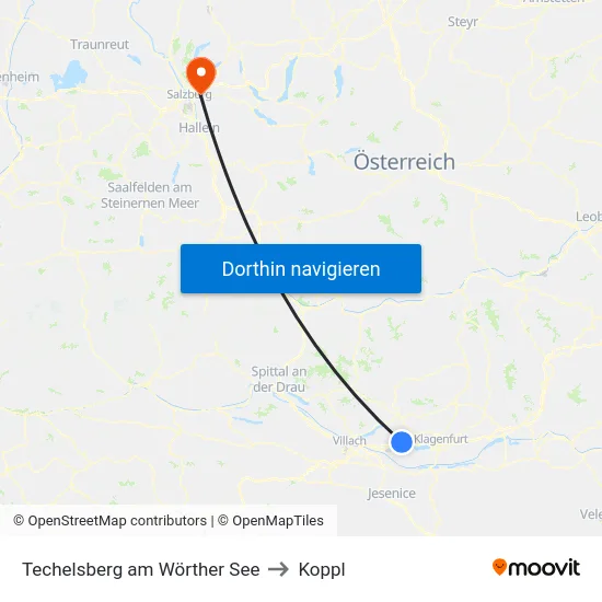 Techelsberg am Wörther See to Koppl map