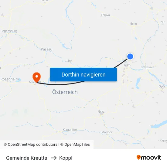 Gemeinde Kreuttal to Koppl map