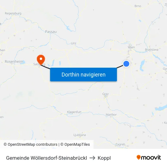 Gemeinde Wöllersdorf-Steinabrückl to Koppl map