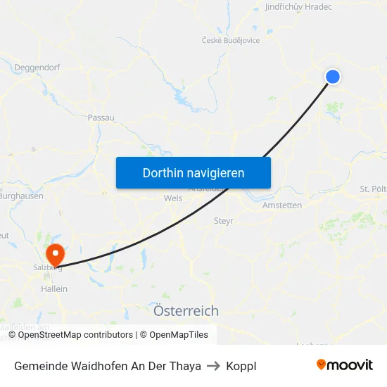 Gemeinde Waidhofen An Der Thaya to Koppl map