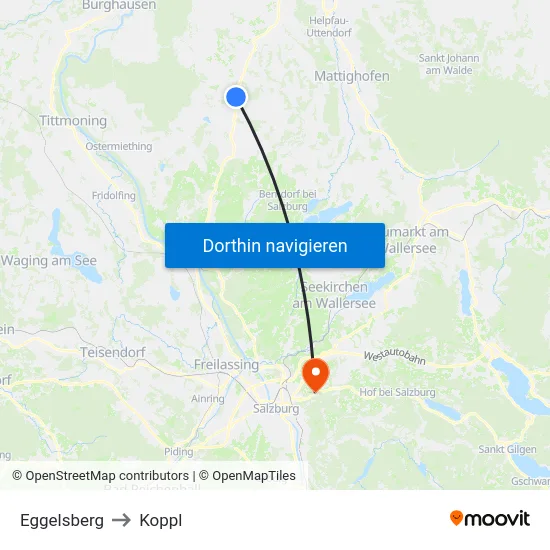 Eggelsberg to Koppl map