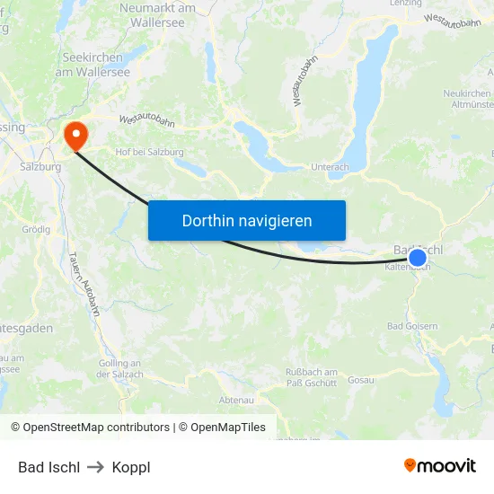 Bad Ischl to Koppl map