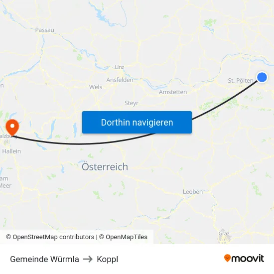 Gemeinde Würmla to Koppl map