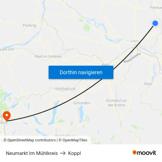 Neumarkt Im Mühlkreis to Koppl map