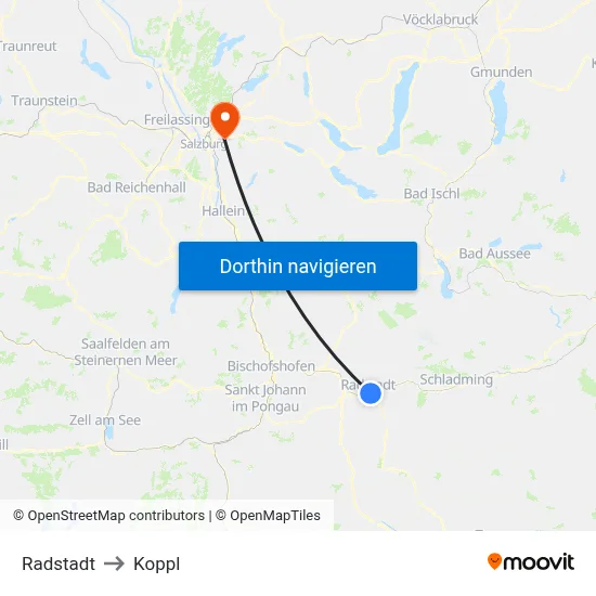 Radstadt to Koppl map