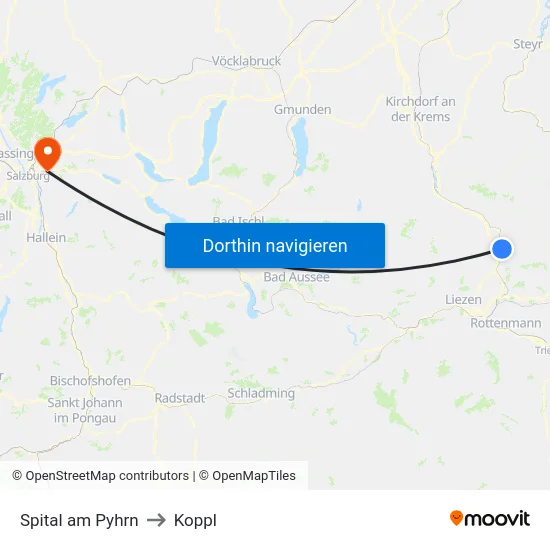 Spital am Pyhrn to Koppl map