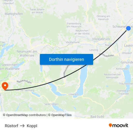 Rüstorf to Koppl map