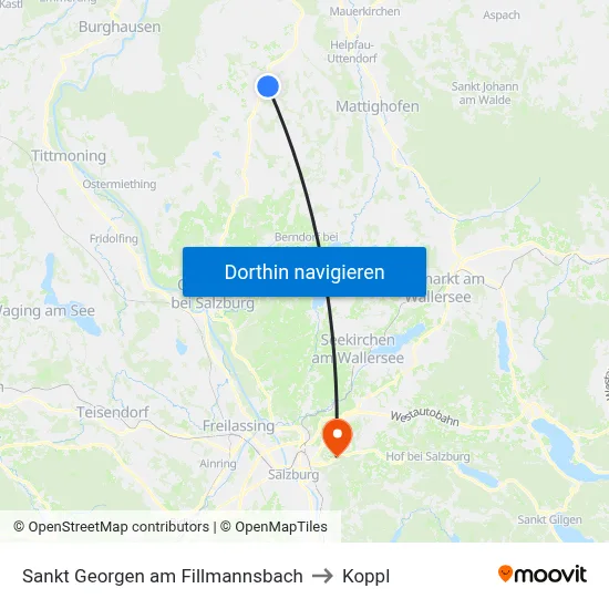 Sankt Georgen am Fillmannsbach to Koppl map