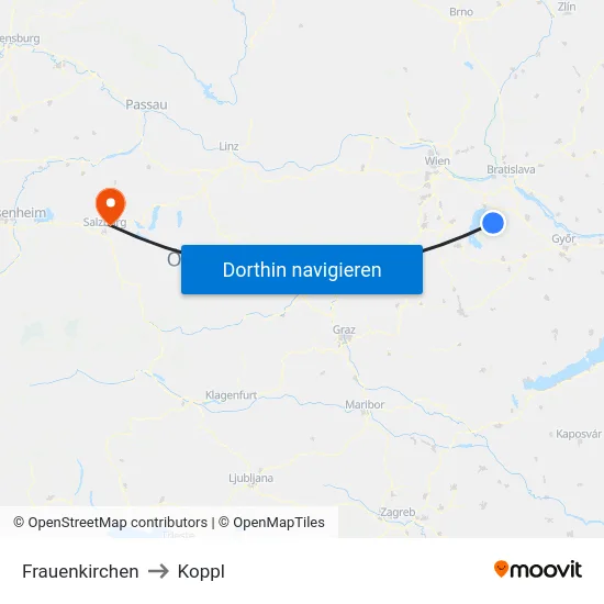 Frauenkirchen to Koppl map