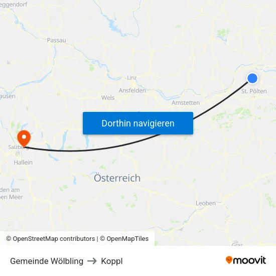 Gemeinde Wölbling to Koppl map
