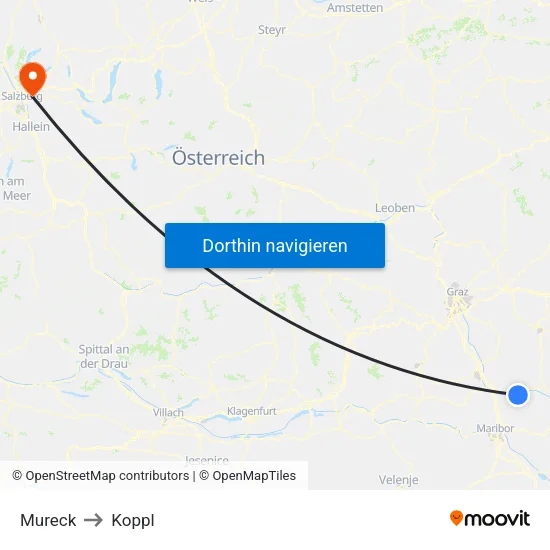 Mureck to Koppl map