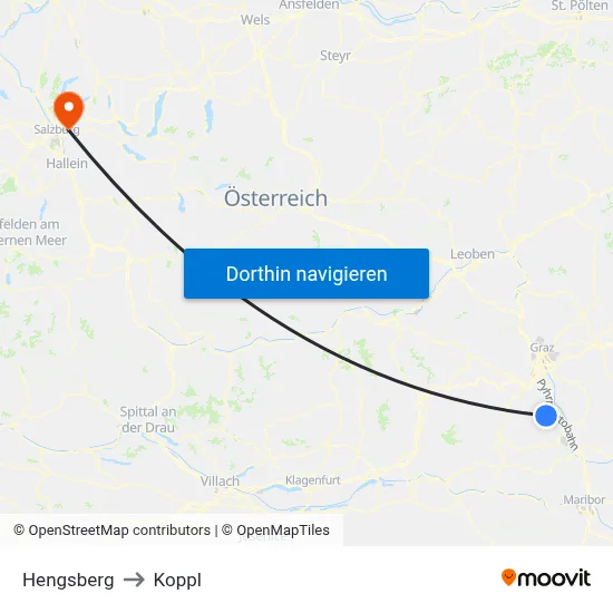 Hengsberg to Koppl map