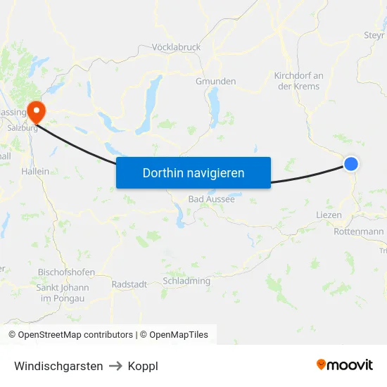 Windischgarsten to Koppl map