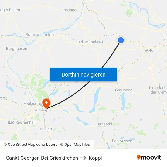 Sankt Georgen Bei Grieskirchen to Koppl map