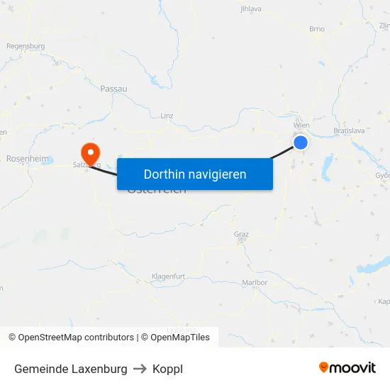 Gemeinde Laxenburg to Koppl map
