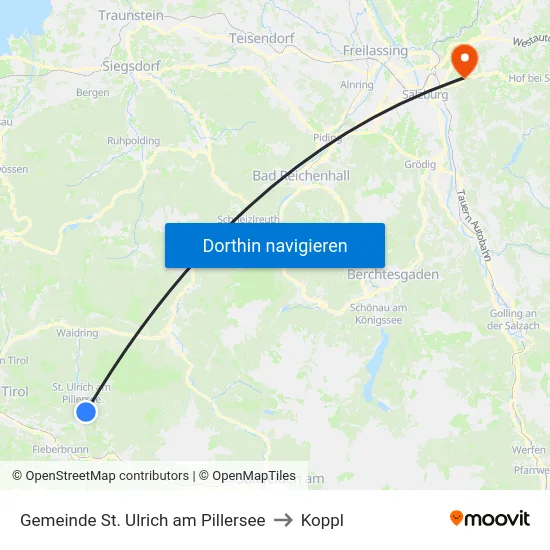 Gemeinde St. Ulrich am Pillersee to Koppl map