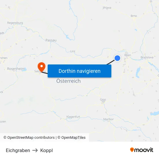 Eichgraben to Koppl map