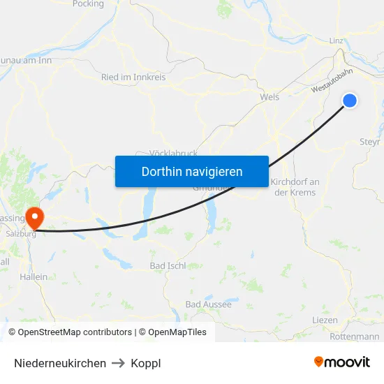 Niederneukirchen to Koppl map