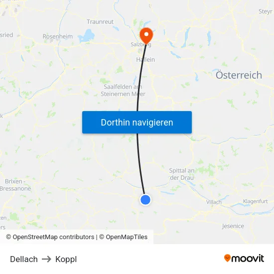 Dellach to Koppl map