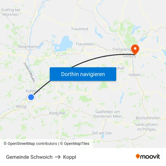 Gemeinde Schwoich to Koppl map