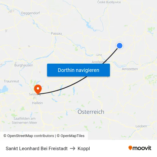 Sankt Leonhard Bei Freistadt to Koppl map