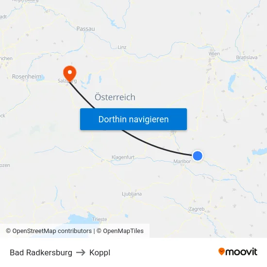 Bad Radkersburg to Koppl map