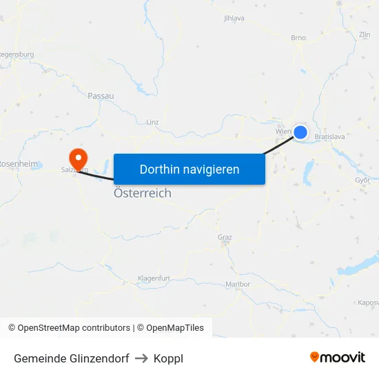 Gemeinde Glinzendorf to Koppl map