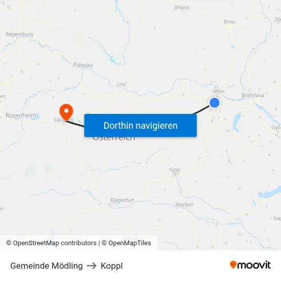 Gemeinde Mödling to Koppl map