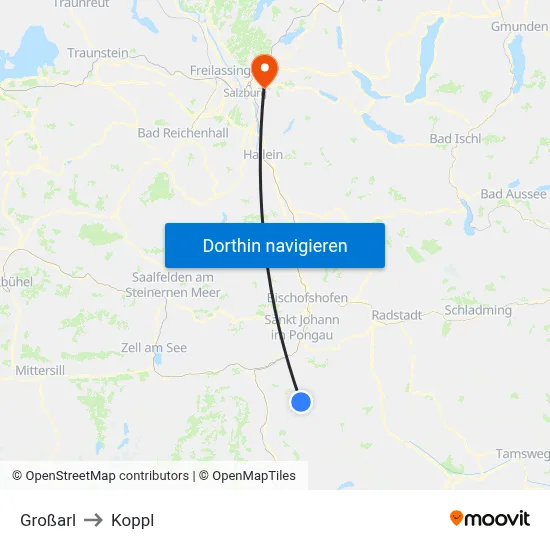 Großarl to Koppl map