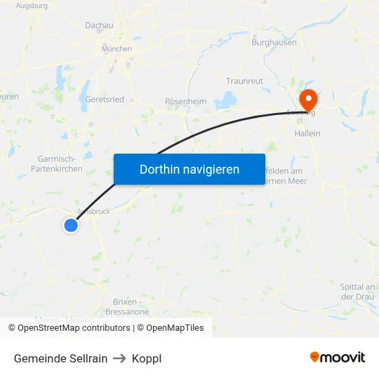 Gemeinde Sellrain to Koppl map