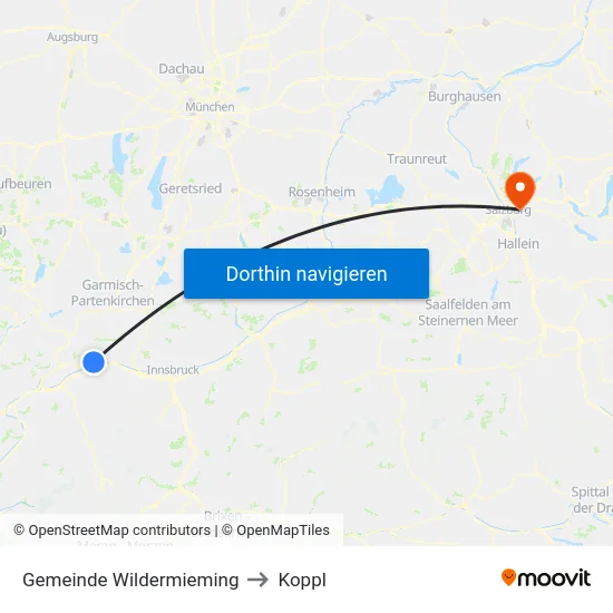 Gemeinde Wildermieming to Koppl map