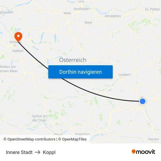 Innere Stadt to Koppl map