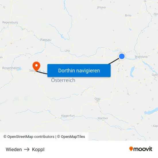 Wieden to Koppl map