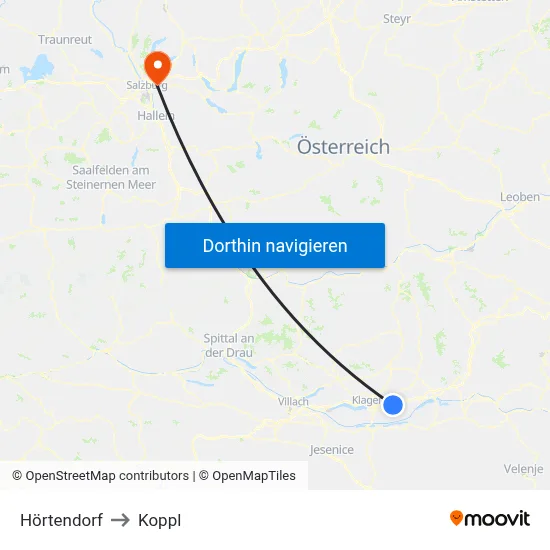 Hörtendorf to Koppl map