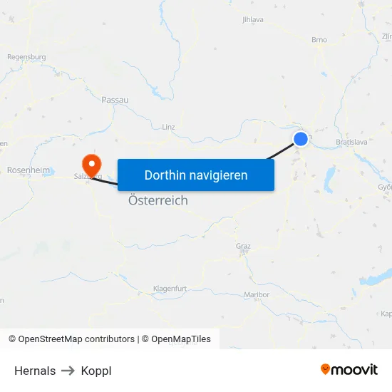 Hernals to Koppl map