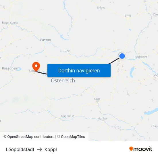 Leopoldstadt to Koppl map