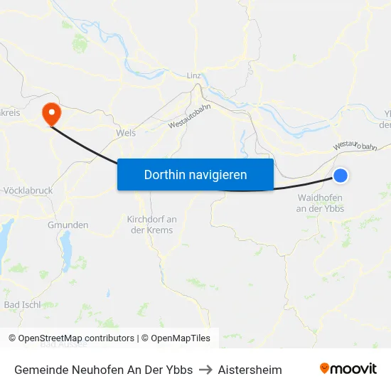 Gemeinde Neuhofen An Der Ybbs to Aistersheim map