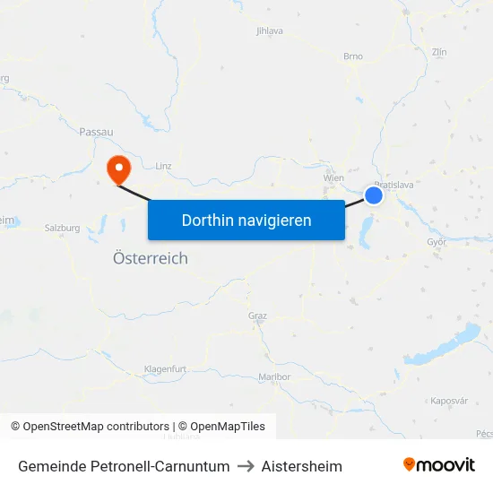 Gemeinde Petronell-Carnuntum to Aistersheim map