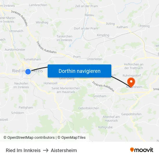 Ried Im Innkreis to Aistersheim map