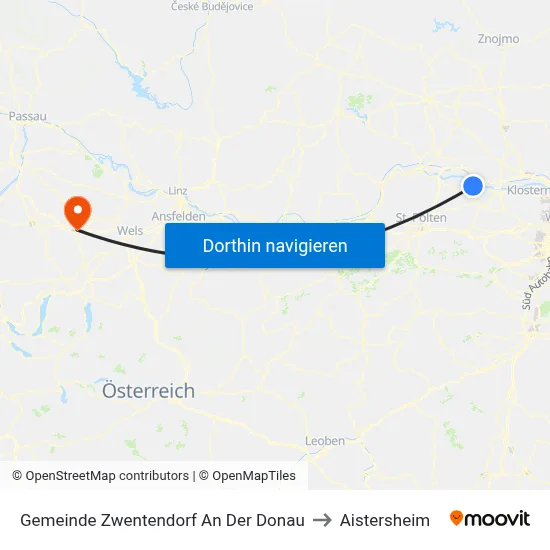 Gemeinde Zwentendorf An Der Donau to Aistersheim map