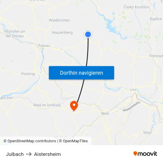 Julbach to Aistersheim map
